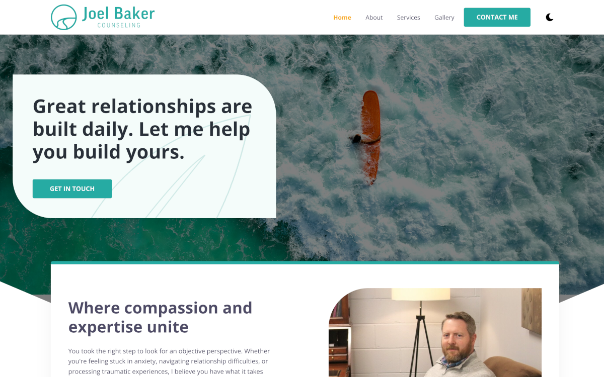 Screenshot placeholder for the Joel Baker Counseling site